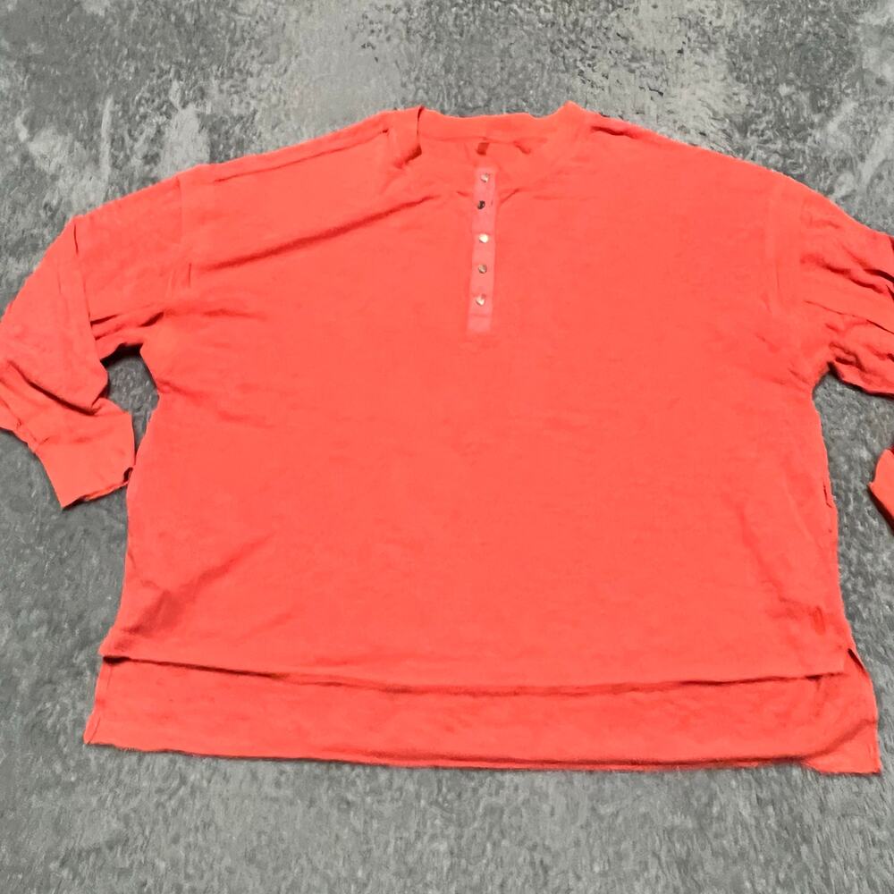Free People Movement Shirt Womens Small Coral Oversized Long Sleeve Henley